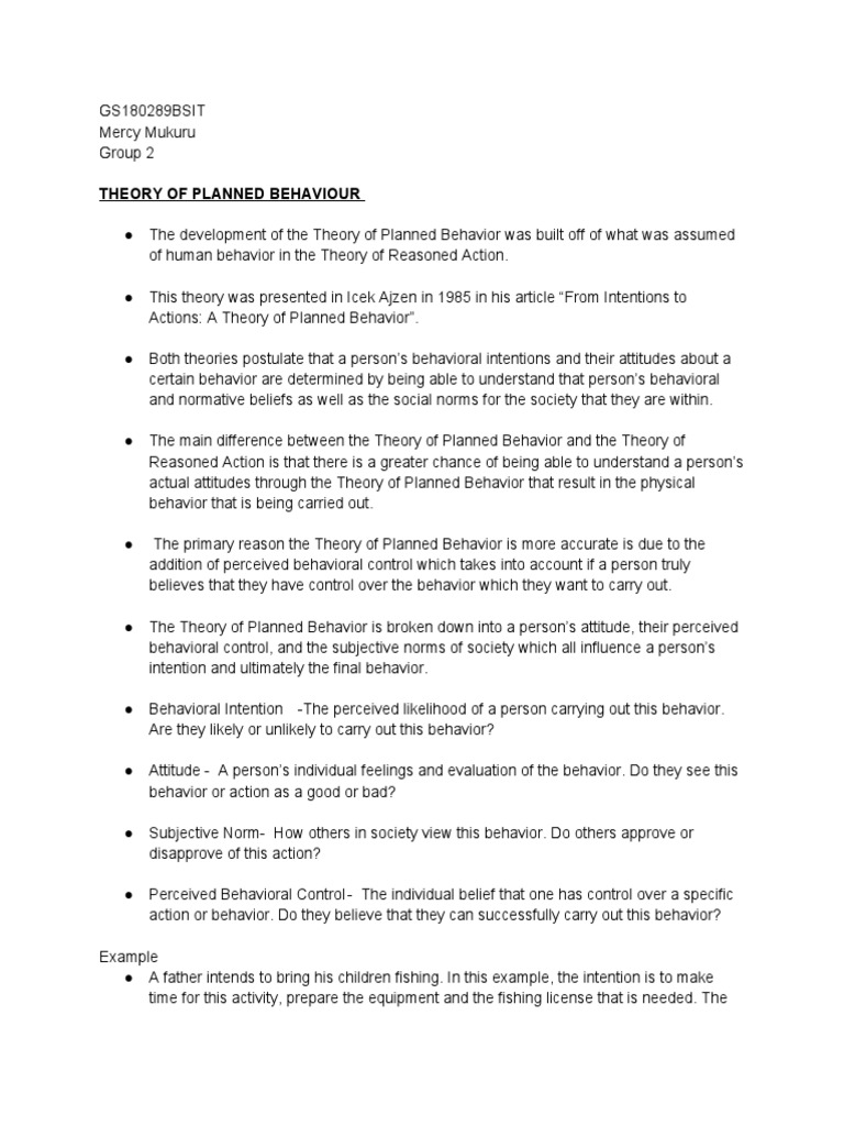 Understanding the Theory of Planned Behavior | PDF | Behavior | Intention