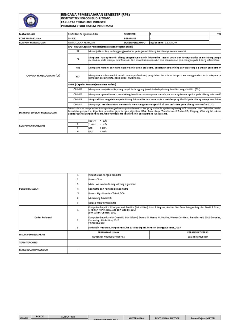 03.SI - 5032 RPS Grafik Dan Pengolahan Citra | PDF | Teknologi & Rekayasa