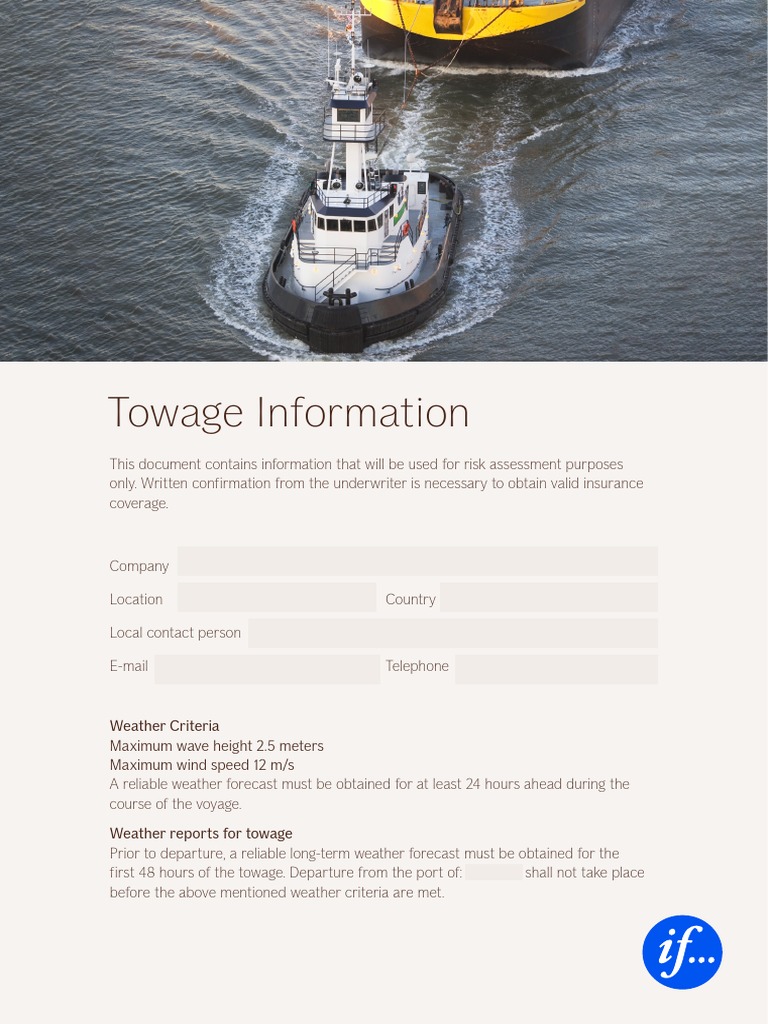 Towage Information Form | PDF | Tugboat | Shipping