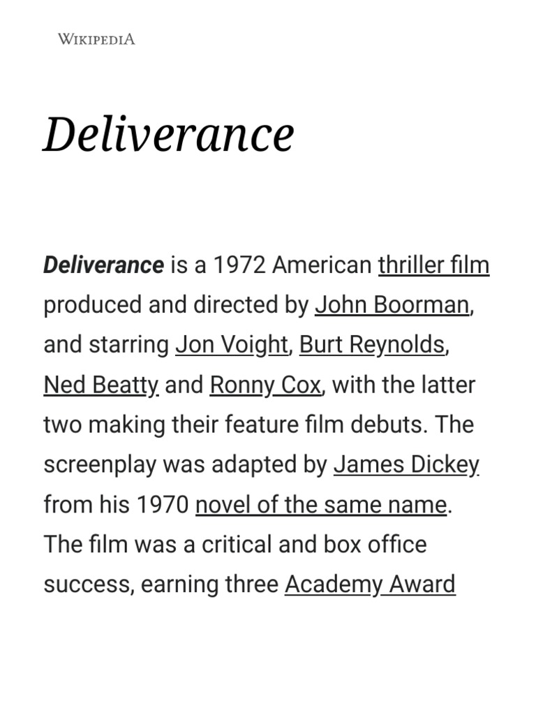 Deliverance Wikipedia PDF