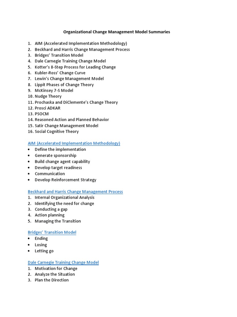 Change Management Models Overview | PDF | Change Management | Behavior