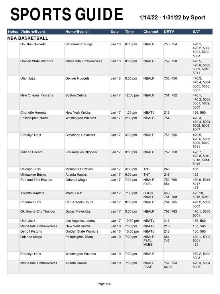 NBA and NCAA Basketball Schedule January | PDF | Chicago Bulls | New ...