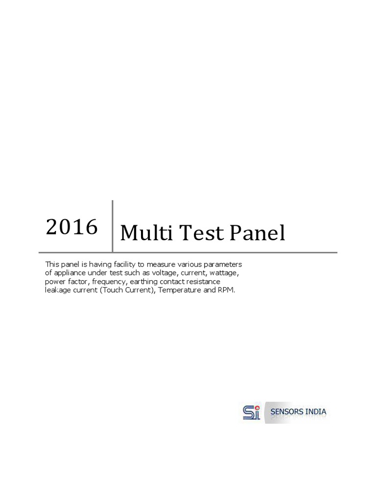 Multi Test Panel | PDF | Parameter (Computer Programming) | Electrical ...