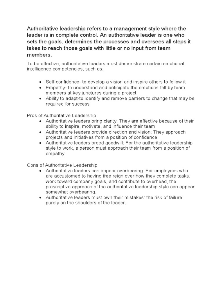 Understanding Authoritative Leadership | PDF | Self-Improvement
