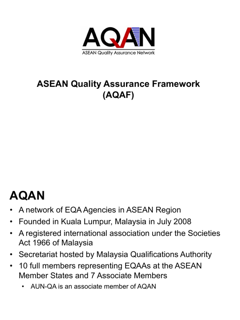 ASEAN Quality Assurance Framework (AQAF) | PDF | Quality Assurance ...