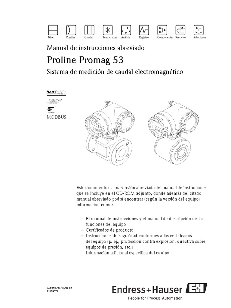 Manual Abreviado Proline Promag 53 | PDF | Tornillo | Tubo vacío