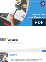 Variable, Tipe Data, Operator