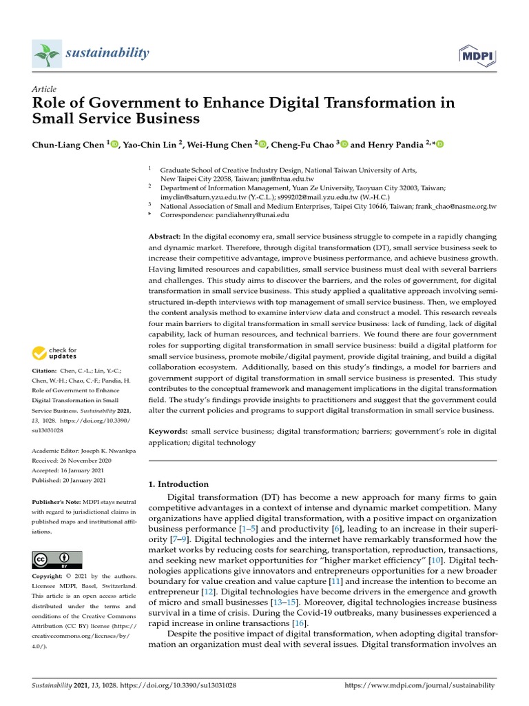 Role of Government To Enhance Digital Transformation in Small Service ...