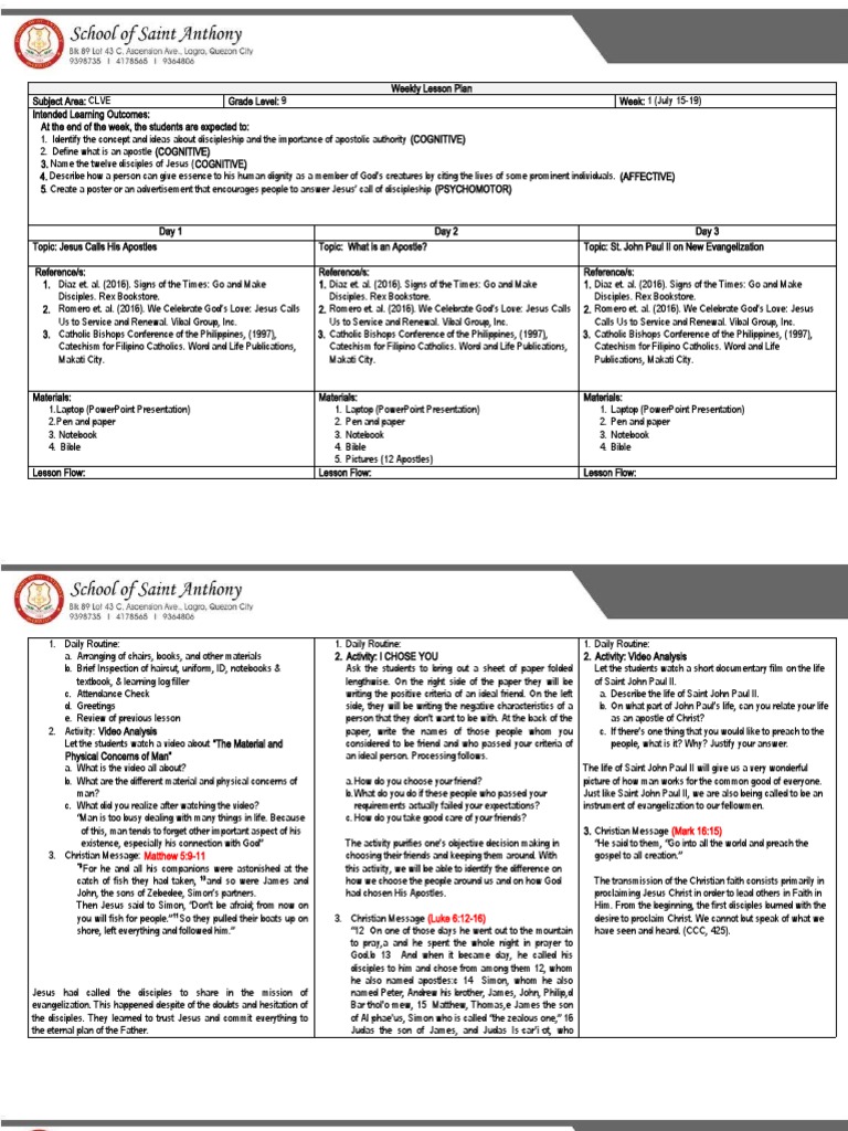 CLVE Lesson Plan: Discipleship Focus | PDF | Jesus | Religious ...