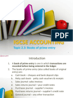 Igcse Accounting: Topic 2.3: Books of Prime Entry