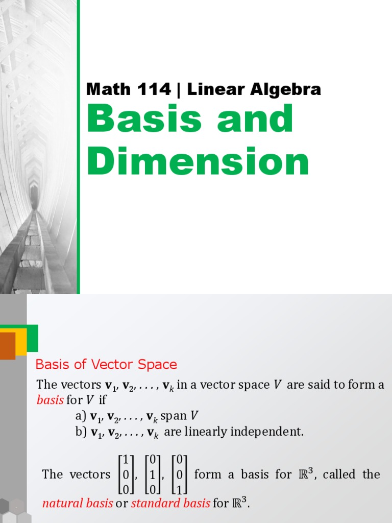 Linear Algebra 20 Basis and Dimension PDF
