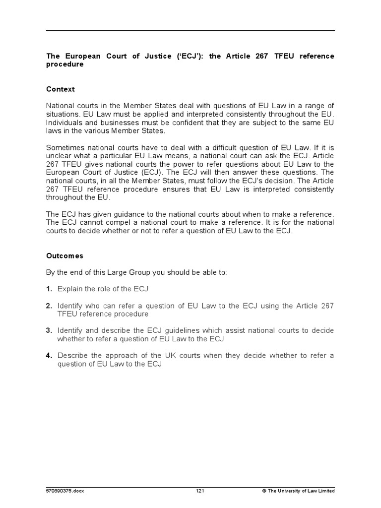 The European Court of Justice L2 | PDF | European Court Of Justice ...