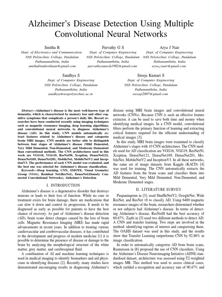 Alzheimer's Detection with CNN Models | PDF | Deep Learning | Cybernetics