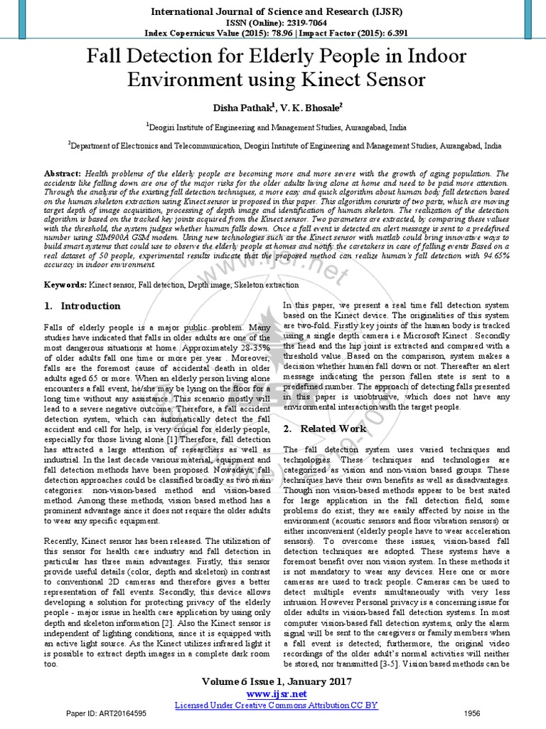 Fall Detection For Elderly People in Indoor Environment Using Kinect ...