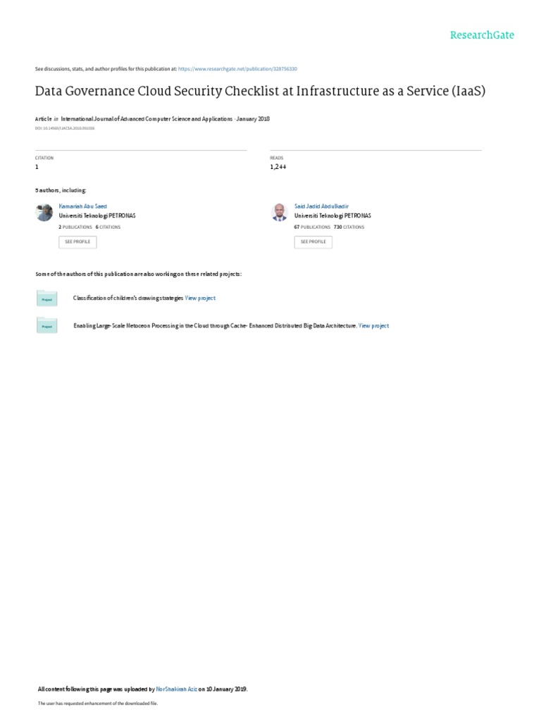 Paper 36-Data Governance Cloud Security Checklist | PDF | Cloud ...