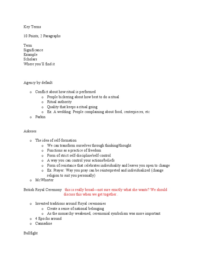 Key Terms | PDF | Bullfighting | Rituals