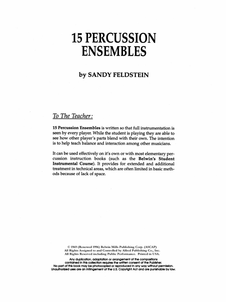 15 Percussion Ensemble PDF