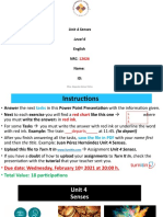 Unit 4 Senses Level 6: English NRC: Name: ID