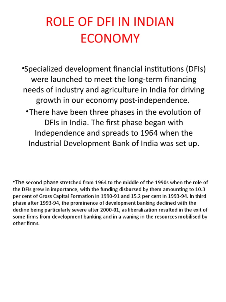 Role of DFIs in India's Economy | PDF | Banks | Credit