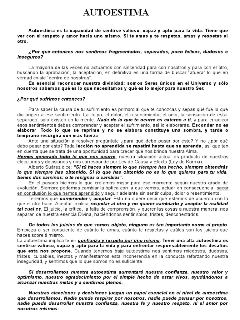 Claves para Mejorar tu Autoestima | PDF | Autoestima | Amor