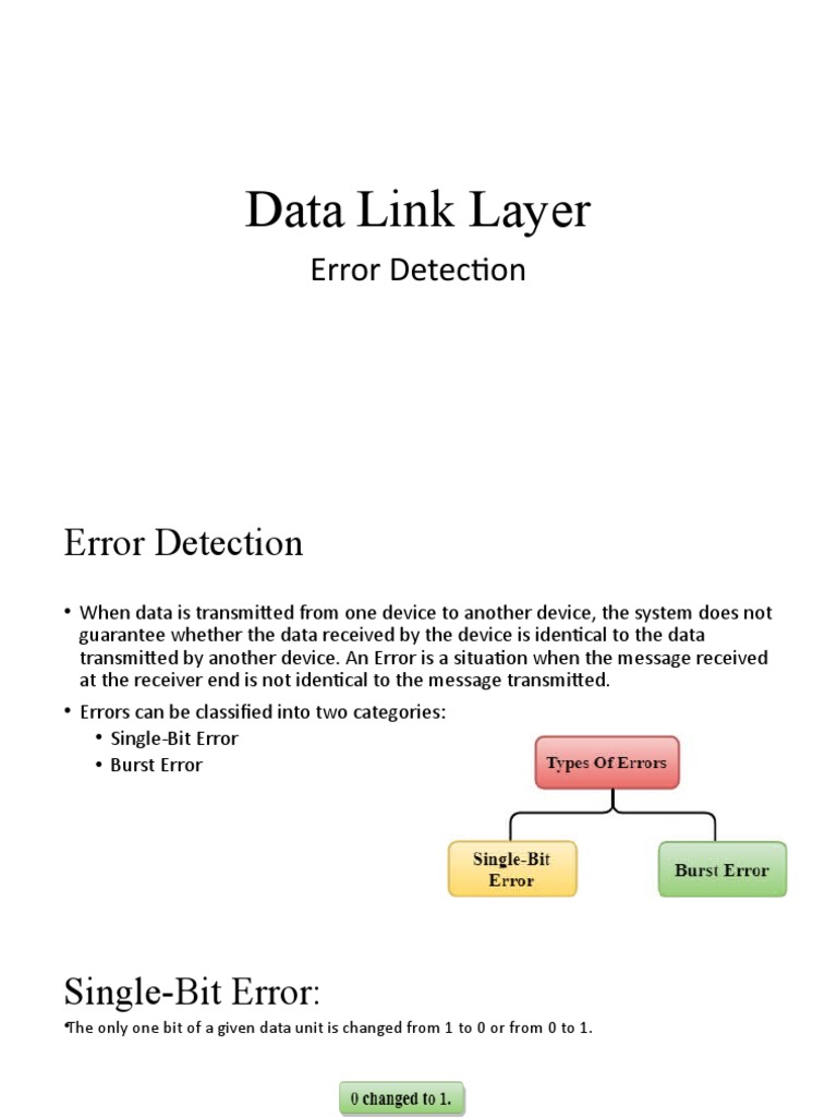 Data Link Layer: Error Detection | PDF | Error Detection And Correction ...