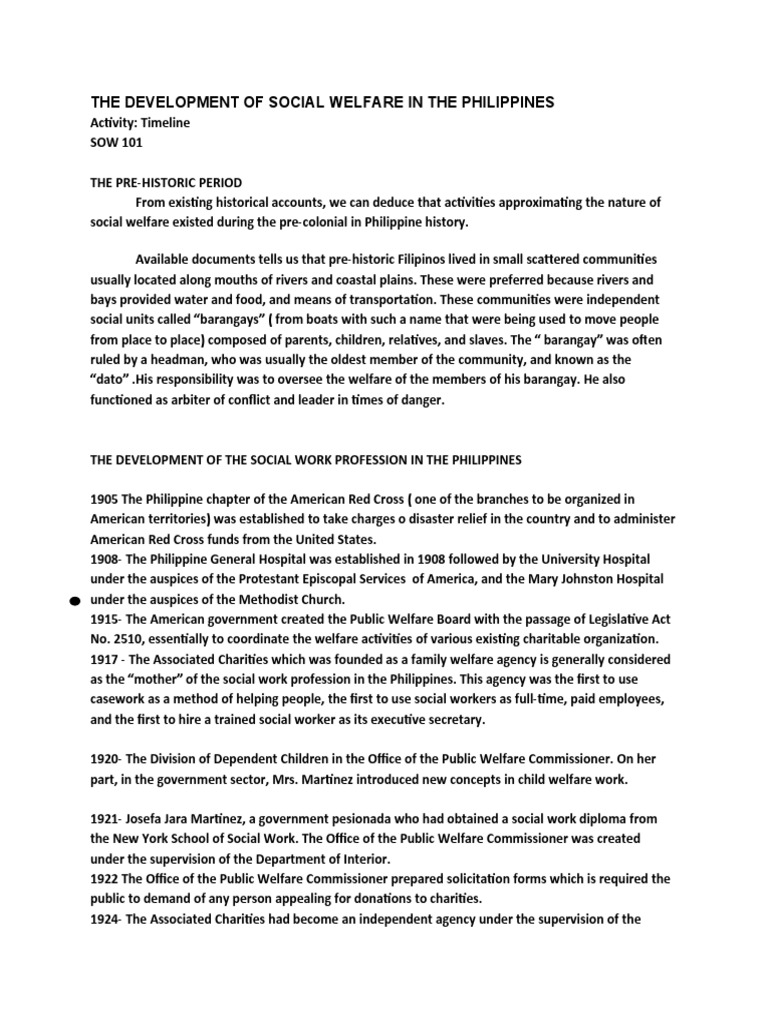 Evolution of Social Welfare in the Philippines | PDF | Social Work ...