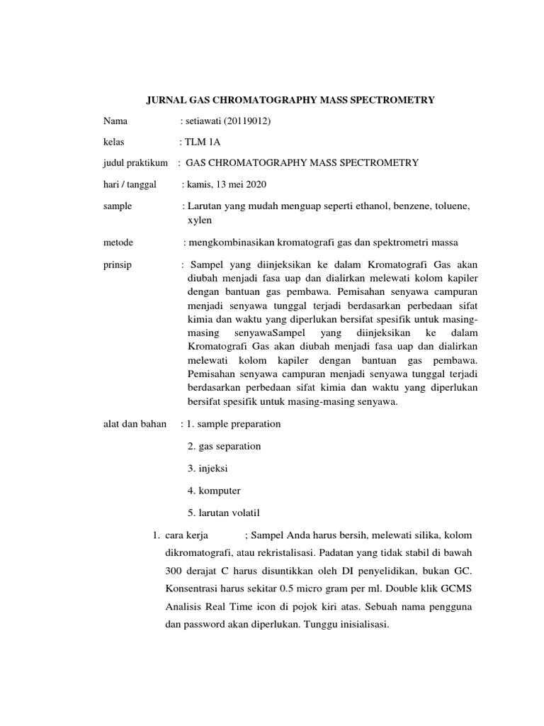 Jurnal Gas Chromatography Mass Spectrometry PDF