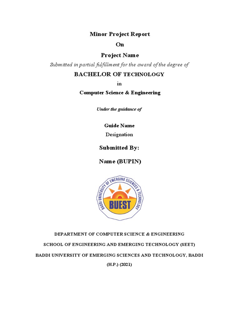 Minor Project Report Guidelines | PDF | Printing | Graphic Design