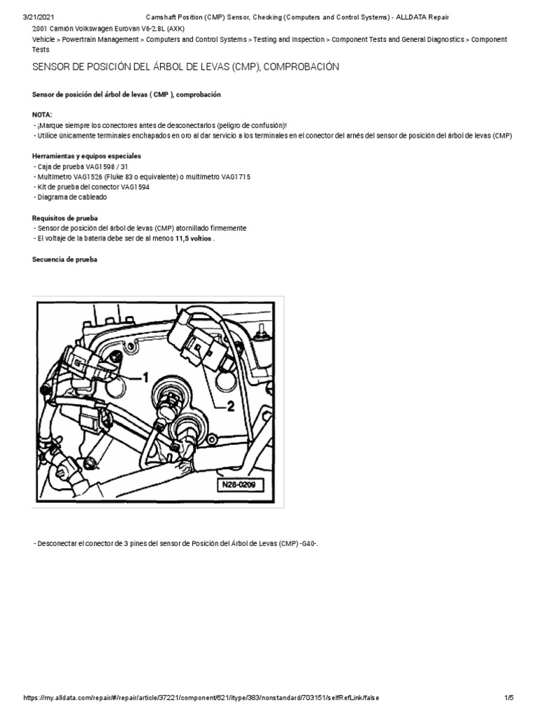 17 B 2001 Volkswagen Camión Eurovan Camshaft Position Sensor | PDF
