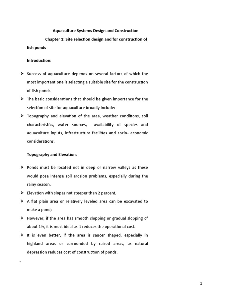 Aquaculture Pond Design Essentials | PDF | Water | Pond