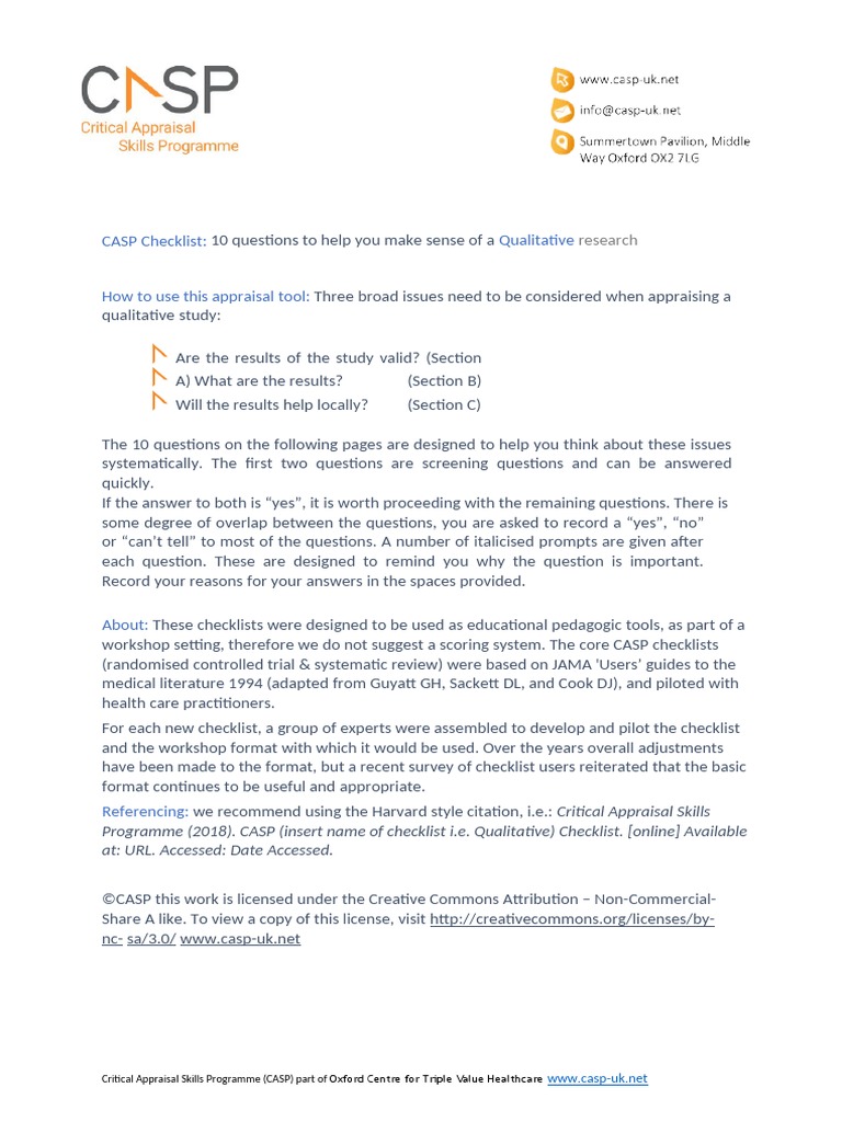 Casp Analysis Systematic Review