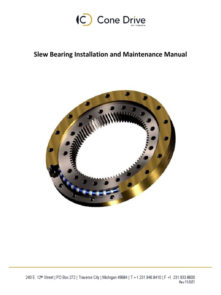 Slew Bearing Installation & Maintenance Guide | PDF | Bearing ...
