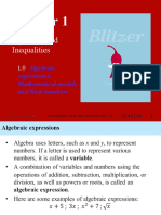 Equations and Inequalities: Algebraic Expressions, Mathematical Models and Real Numbers