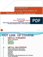 Lectures in Manufacturing Processes & Machine Tools