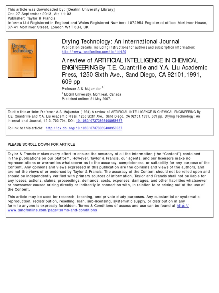 A Review of Artificial Intelligence in Chemical | PDF | Artificial ...