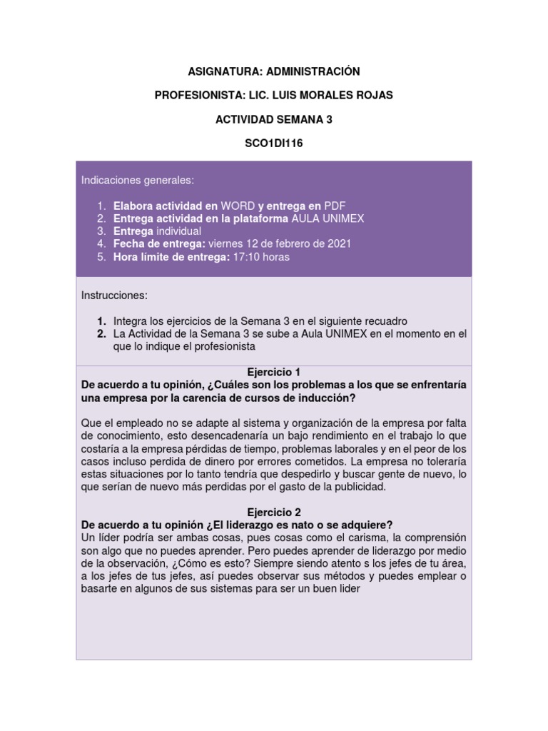 SCO1DI116 Actividad Semana 3 | PDF | Crecimiento personal y profesional ...