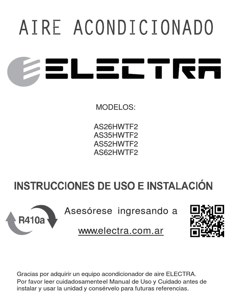 Manual Electra Terra SR 2017 | PDF | Control remoto | Aire acondicionado