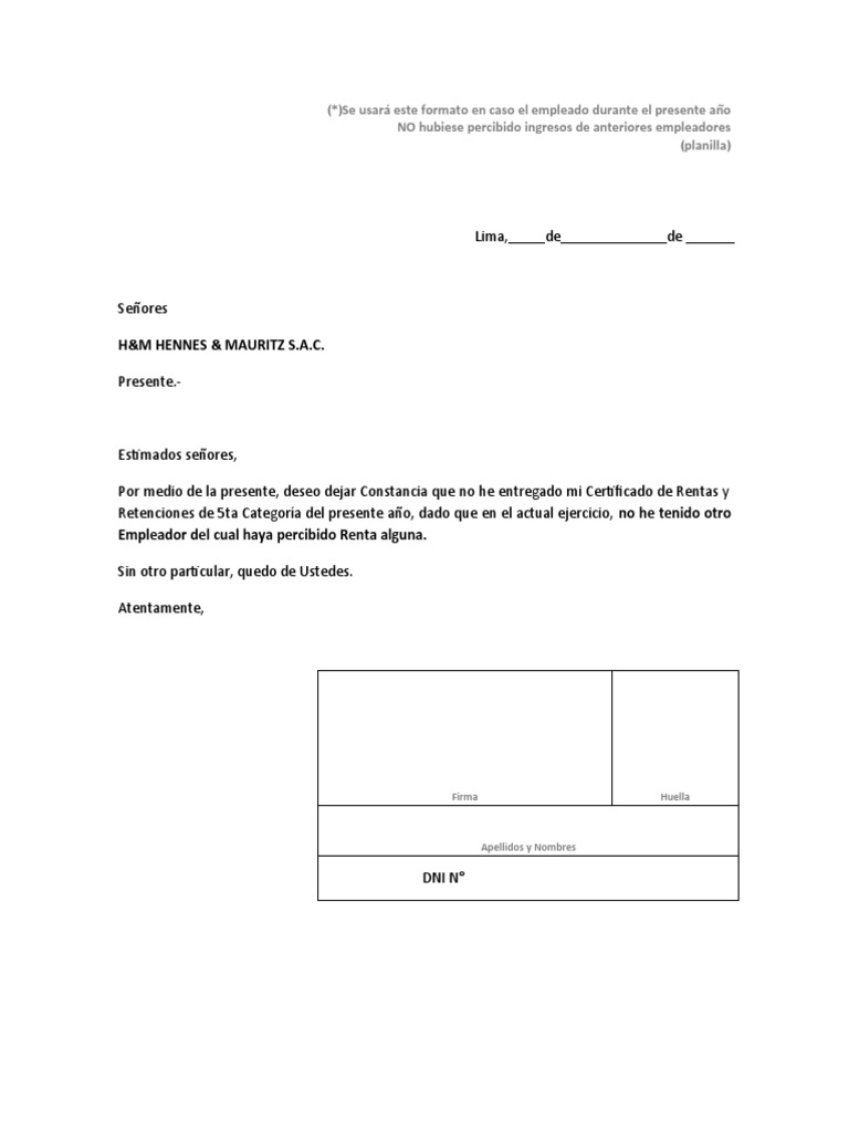 3.3-Declaración Jurada de No Percibir Ingresos de 5ta. Categoría | PDF