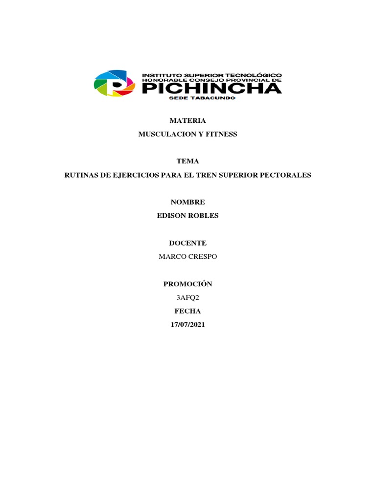 Rutinas de Ejercicios para Pectorales | PDF | Entrenamiento con pesas ...