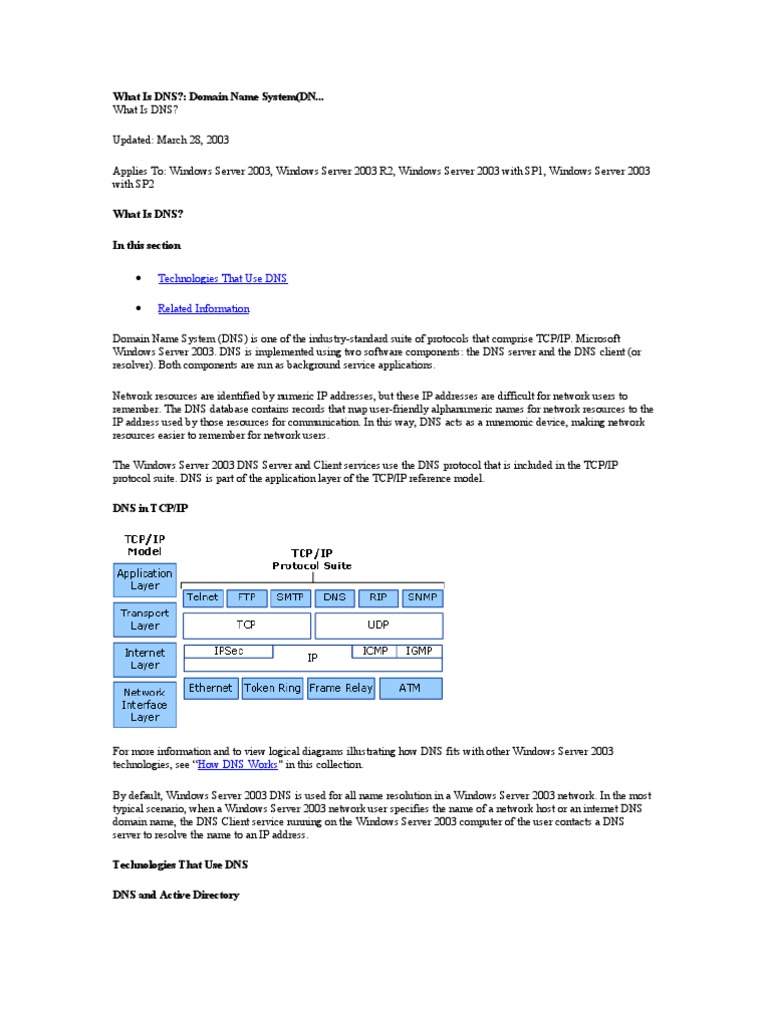 What Is DNS and How To WorkMicrosoft PDF Active Directory