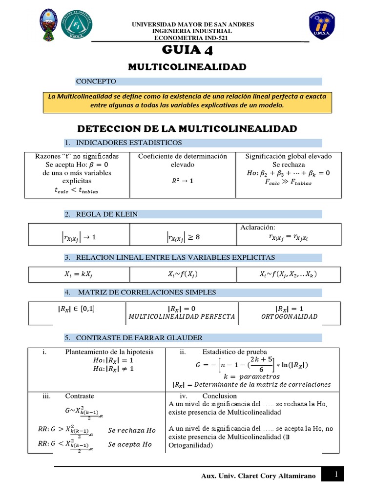 Detección y Solución de Multicolinealidad | PDF | Multicolinealidad ...