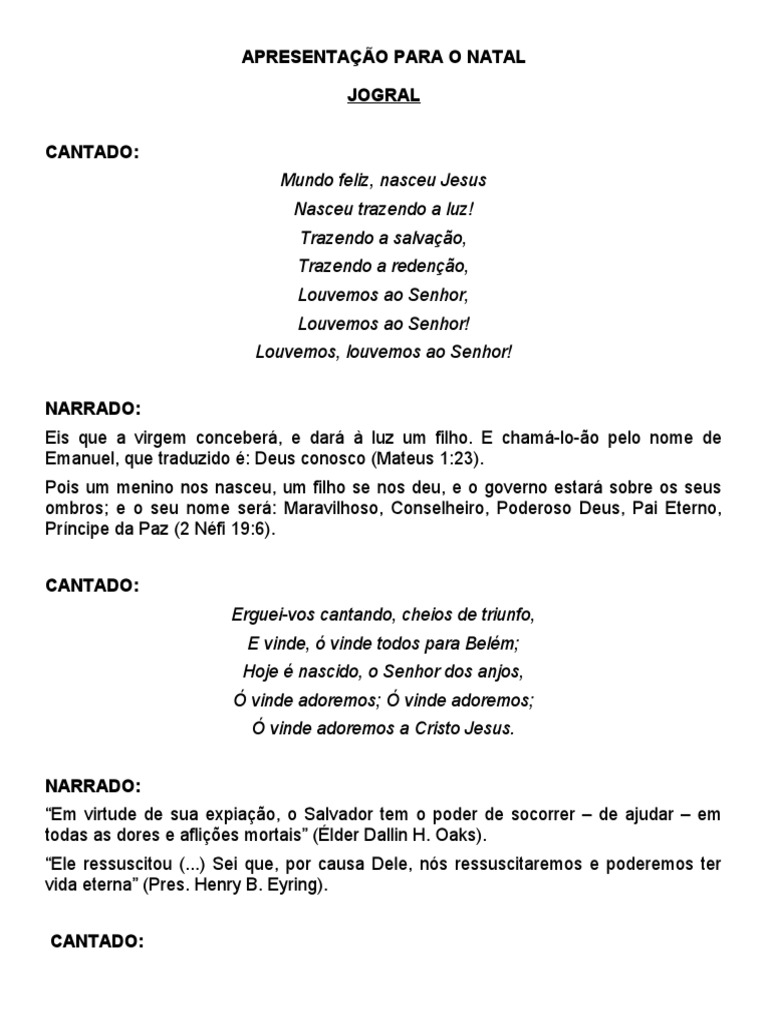 Jogral Infantil para o Natal Evangélico | PDF | Religião e Espiritualidade