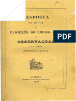 Resposta do auctor do projecto do código civil às observações do Sr. Doutor Joaquim Jose Paes da Silva.
