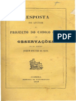 Resposta Do Auctor Do Projecto Do Código Civil Às Observações Do Sr. Doutor Joaquim Jose Paes Da Silva.