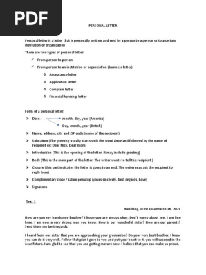 Personal Letter