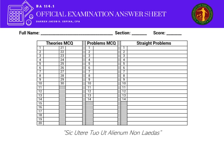 BA 114.1 Finals Answer Sheet | PDF