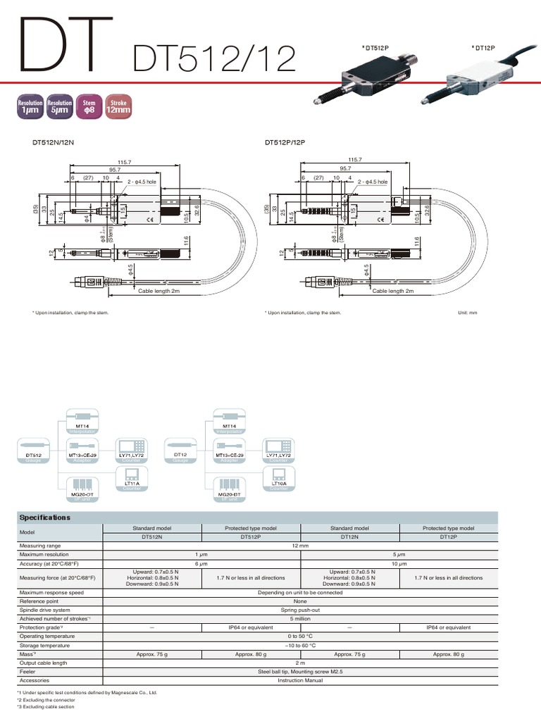 DT512N/12N DT512P/12P: 0.5µm 1µm 5µm φ8 φ20 12mm 32mm | PDF | Equipment ...