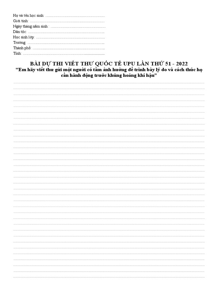 Mau Giay Viet Thu UPU | PDF