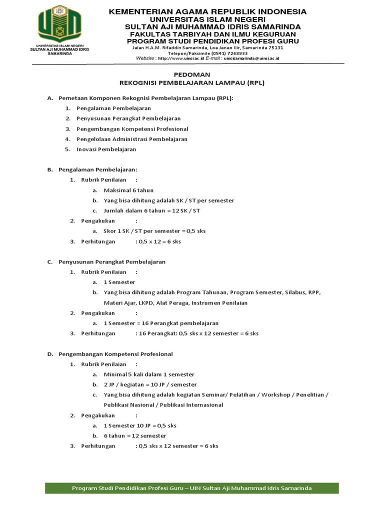 Pedoman RPL - Mahasiswa | PDF | Bisnis | Seni