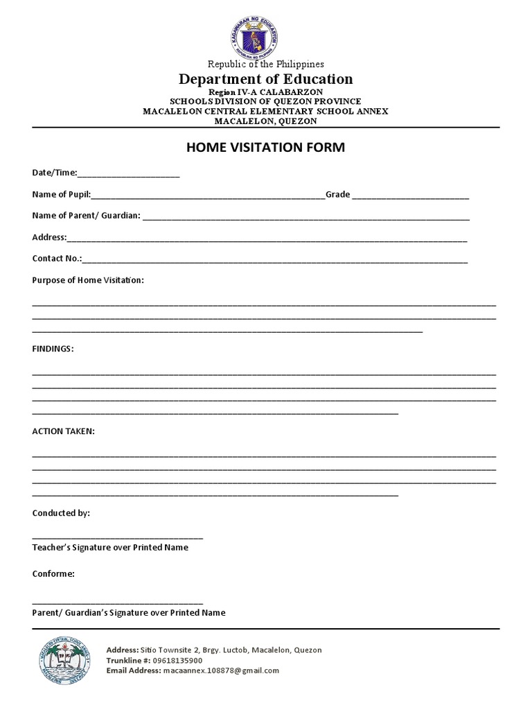 Home Visitation Form | PDF